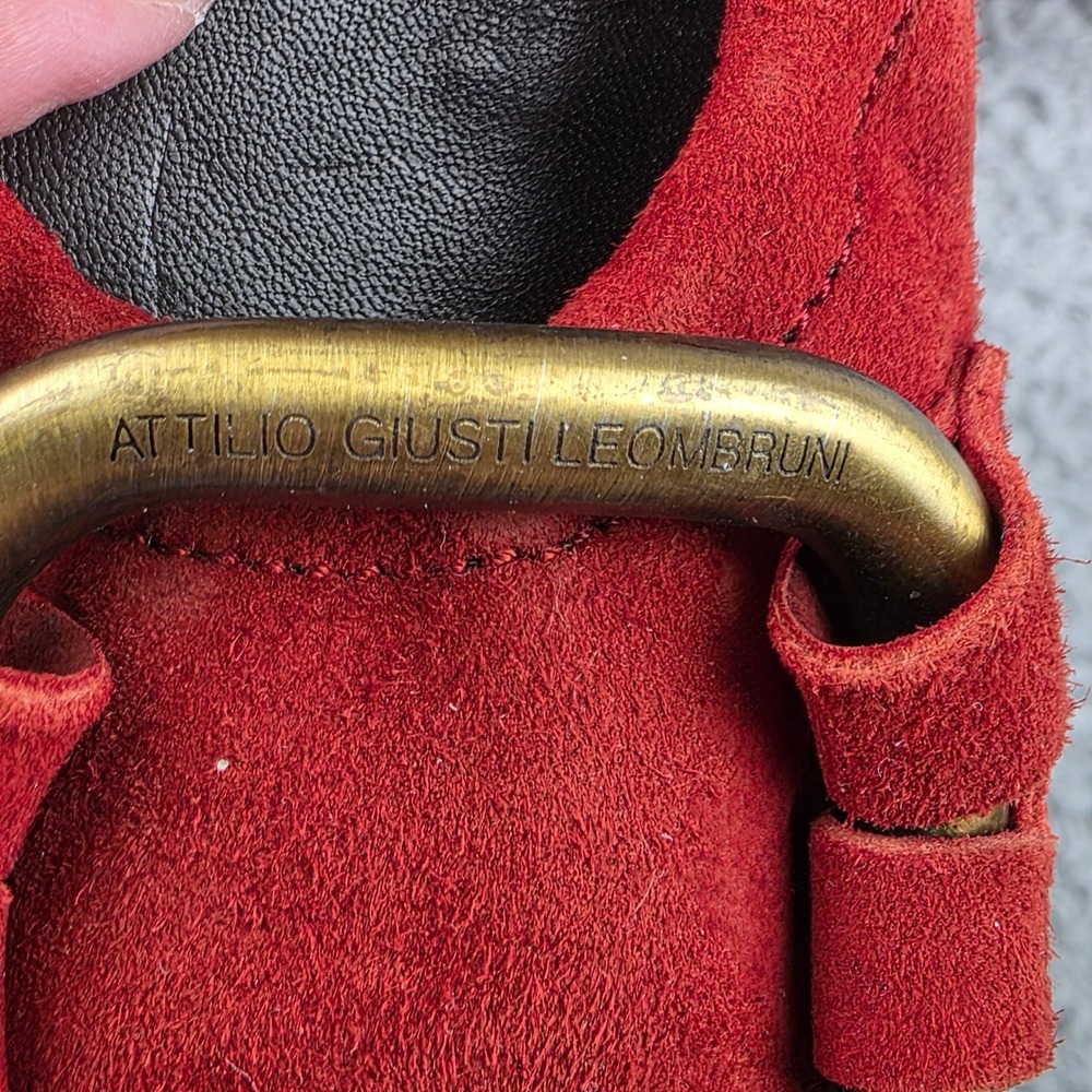 AGL Attilio Giusti Leombruni Ballet Flats Women 37 Red Suede Buckle Italy - Picture 8 of 11